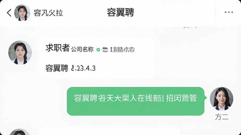 ����Ƹ���칵ͨ���棬����չʾ������Ƹ��Ӧ���ڵ����촰�ڣ��������ְ��ͷ�����Ϣ���ݣ��Ҳ�����Ƹ��ͷ��ͻظ����ݣ��Ի����Ϸ���ʾ��˾���ƺ�����״̬����������ˬ�����������ɶ������ʸɾ����޶���Ԫ��