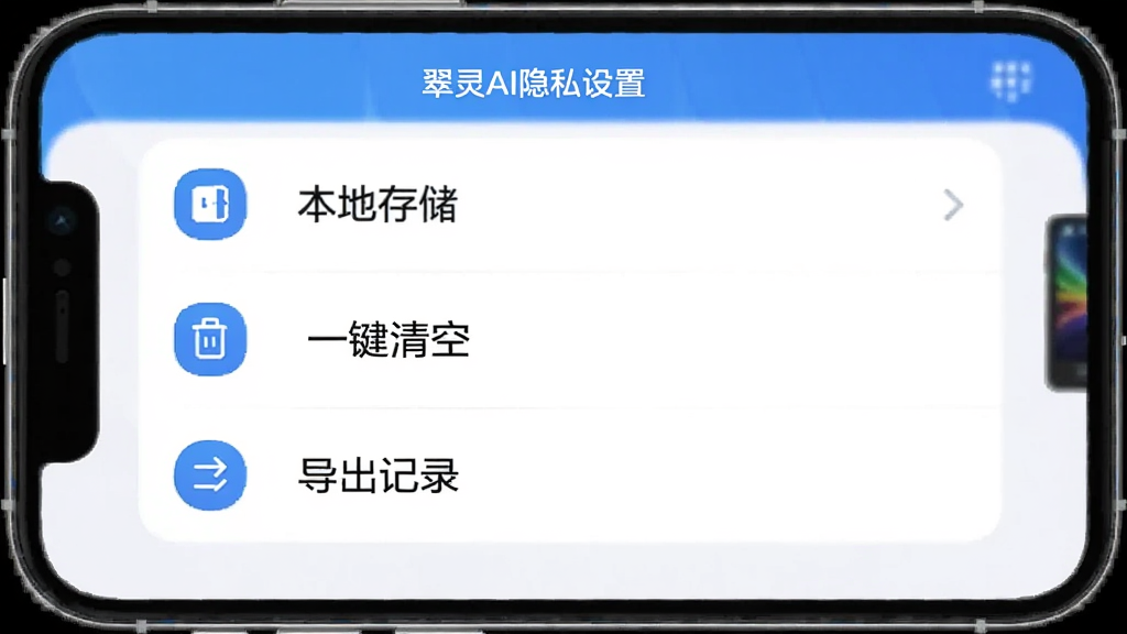 ����AI��˽���ý��棬�ֻ���Ļ��ʾ���ò˵���ѡ����������ش洢����һ����ա���������¼����ÿ��ѡ�����ж�Ӧͼ�꣬�������࣬������ɫ����ƽ����ƣ����ʸɾ����޶���Ԫ�أ�ͻ�����ݱ�������