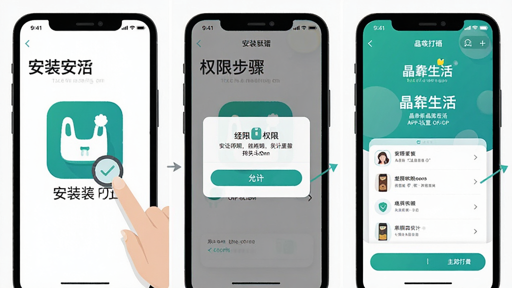 һ��չʾ�������APP��װ��Ȩ�����ò����ʾ��ͼ����������Ϊ�ֻ���Ļ��ͼ��񣬷�����չʾ����һ���ǵ����װ�����ڶ�����Ȩ�޵��������������������������ɹ��򿪣����ֲ��ú�������־��Ű棬���Ϊ�̳����ƽ�廭��ϸ�������׶������ʸɾ����޶���Ԫ��