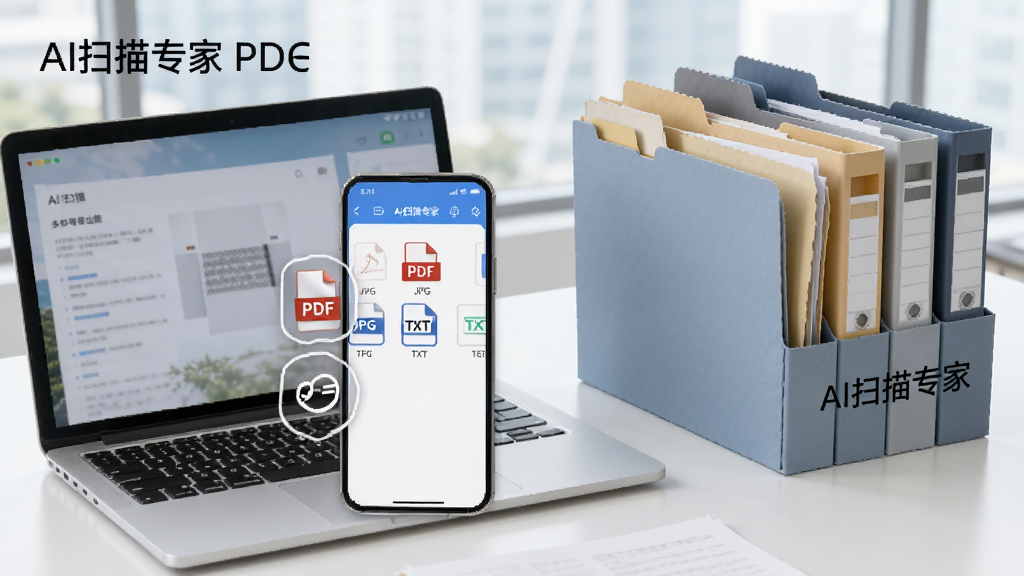 չʾAIɨ��ר�Ҷ��ʽ������PDF���ɹ��ܵ�ͼƬ��������һ���ֻ���Ļ��ʾ�ļ��������棬��PDF��JPG��TXT�ȸ�ʽͼ�꣬�ֻ��Ա���һ̨�ʼǱ����Ժͼ��������õ��ļ��У����칫�������������������ʸɾ����޶���Ԫ�أ�ͼƬ������Ϊ��AIɨ��ר�ҡ�