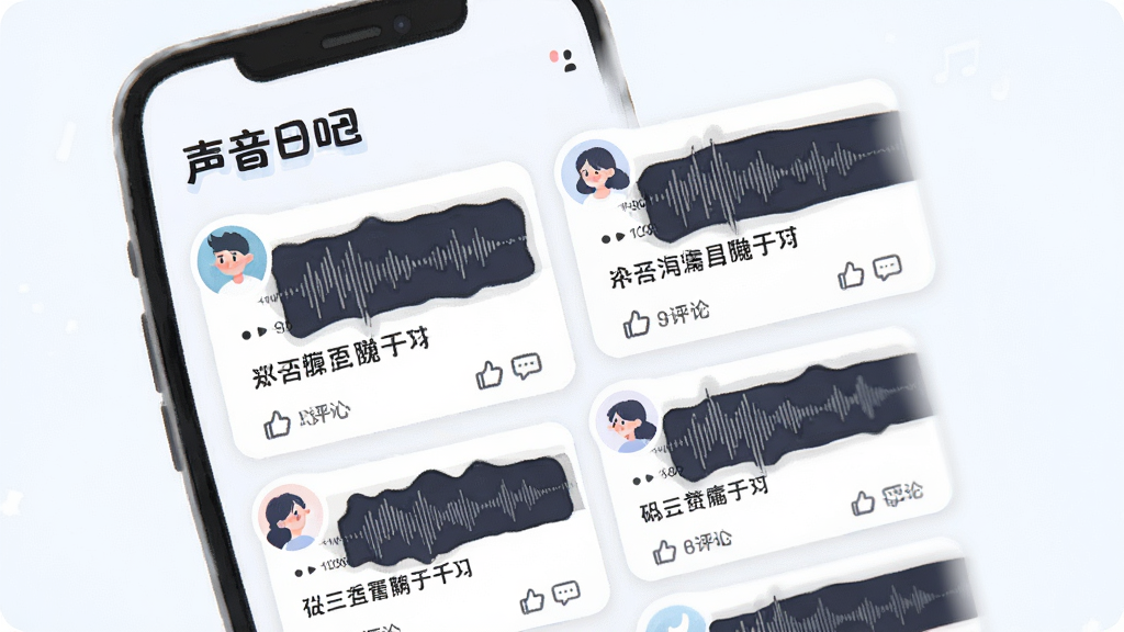 һ���ֻ�������廭��չʾ���������족App�Ķ�̬�㳡ҳ�棬ҳ�涥���С������ռǡ����⣬�·��ǿ�Ƭʽ��̬�б���ÿ�ſ�Ƭ�����û�ͷ����������ͼ�����������͵������۰�ť�����岼��������������£����ʸɾ�