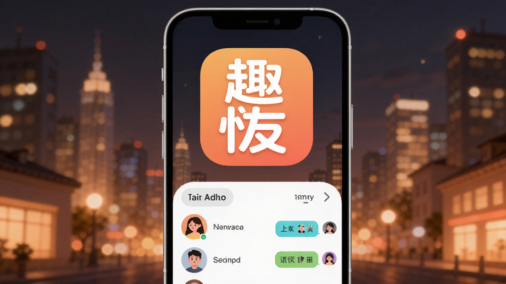 �ֻ���Ļ����չʾ�����������ǡ�Ȥ���ѡ��������ֵ�APPͼ�꣬ͼ���·��Ǹ�������ͷ���б�������Ի��򣬱�������ܰ�ĳ���ҹ�������ּ�࣬����ִ���ƽ��ϸ��Բ�󣬻��ʸɾ����޶���Ԫ��