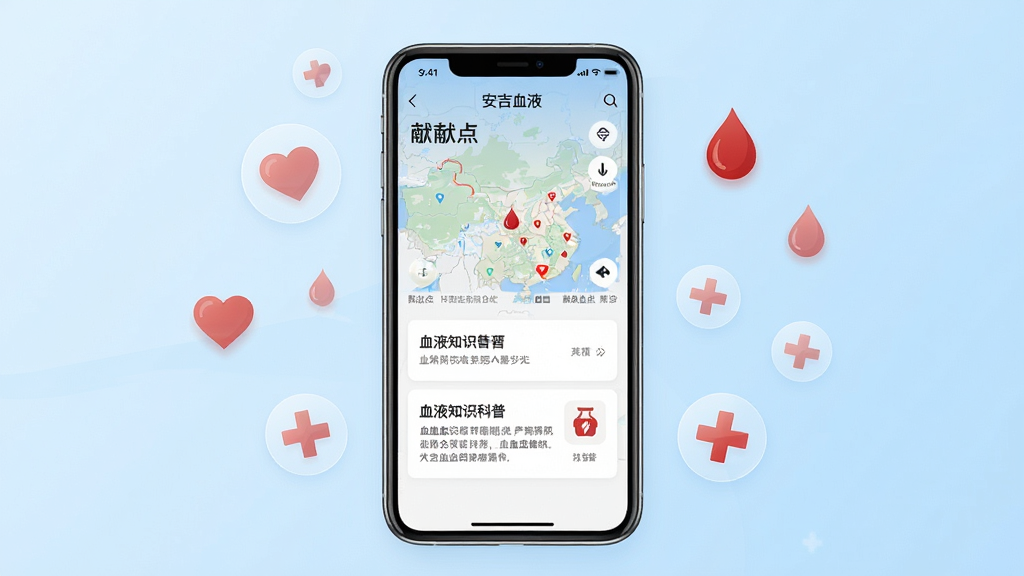 һ��չ�֡�����ѪҺ��App���Ľ�����ֻ�����ͼ���ֻ���Ļ��������ʾ����Ѫ���ͼ������ѪҺ֪ʶ���տ�Ƭ����������ܰ��ǳ��ɫ���䣬�������ķ���һ���ִ������ֻ����ֻ���ΧƯ���Ű��ġ�Ѫ�Ρ�ҽ��ʮ�ֵȰ�͸��ͼ��Ԫ�أ����������¼�Լ����ƽ����ƣ����ʸɾ�ϸ�壬�޶�������Ԫ��