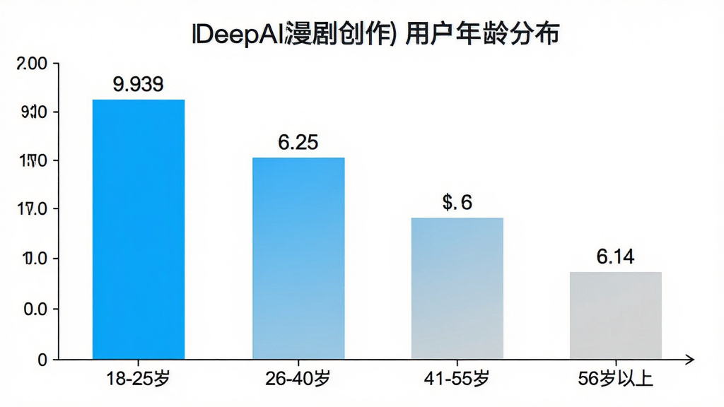 һ��չʾ DeepAI���紴�� �û�����ֲ�����״ͼ�����汳���Ǽ��İ�ɫ����״ͼ���ĸ����ӣ��ֱ��ע��18-25�ꡱ����26-40�ꡱ����41-55�ꡱ����56�����ϡ������Ӹ߶����εݼ�����ɫ������ɫ���䵽ǳ��ɫ�����־��У��Ű�����������������Լ�磬ϸ�ڰ���������̶Ⱥ����ݱ�ǩ�����ʸ��壬����ɾ����޶���Ԫ�ء�