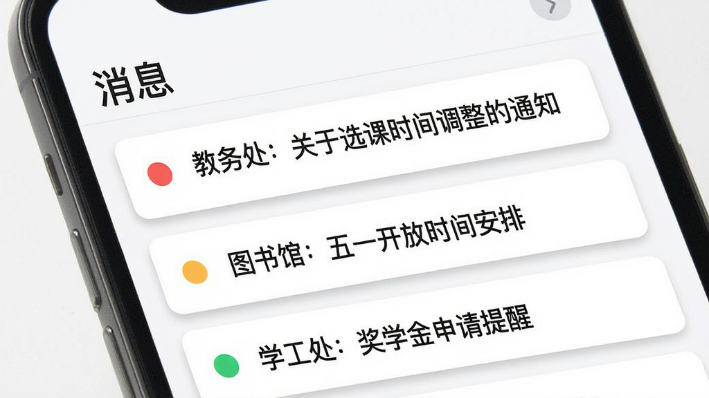 �Ͼ�ʦ����ѧApp��Ϣ֪ͨ���Ľ��棬�������ֻ���Ļ������Ϊ�����ǡ���Ϣ�����⣬�·��б���ʾ�š����񴦣�����ѡ��ʱ�������֪ͨ����ͼ��ݣ���һ����ʱ�䰲�š���ѧ��������ѧ���������ѡ�����Ϣ��Ŀ��ÿ������в�ɫԲ���ʶδ�����Ű�Ϊ�����б������Ϊ����Ƭʽ��ϸ������Ϣ��Ƭ����΢��Ӱ�����������׶������ʸɾ����޶���Ԫ�ء�