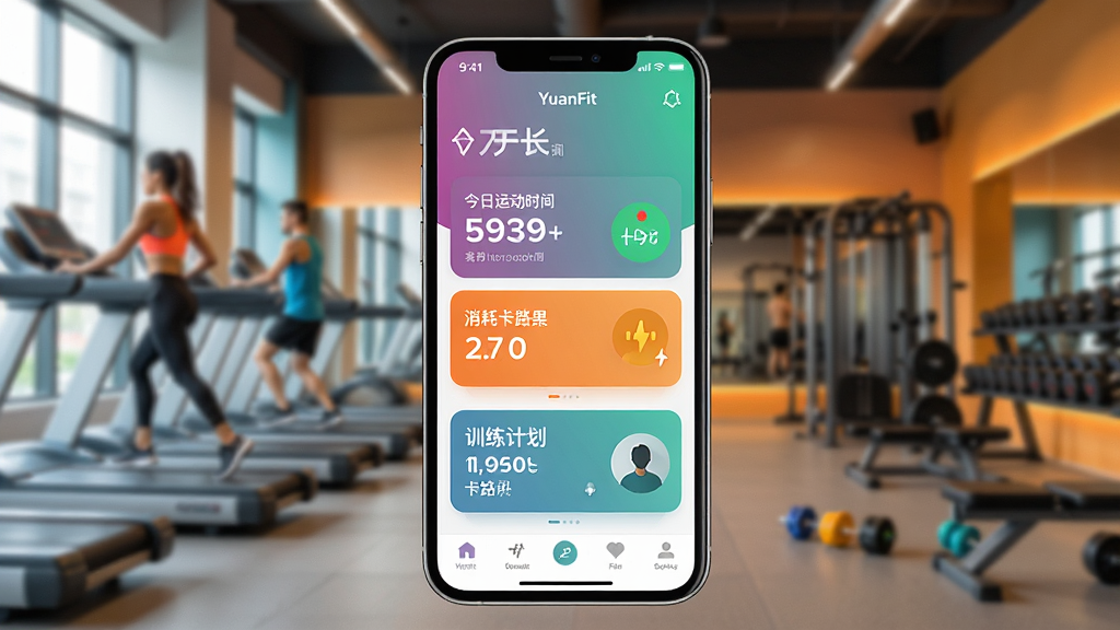 һ��չʾYuanFit�����������Ľ����ͼƬ�������������ֻ���Ļ����Ļ����ʾYuanFitӦ�õ���ҳ����ҳ�н����˶�ʱ�������Ŀ�·�ѵ���ƻ���Ƭ��������ģ���Ľ���������������ִ���Լ��ϸ�����������ʸɾ��޶���Ԫ�أ�����ɫ������������