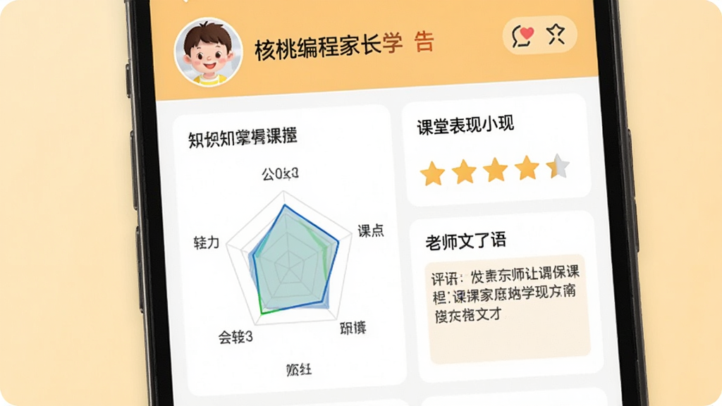 ���ұ�̼ҳ���ѧ�鱨��ҳ����д���ֻ���Ļ��չʾһ����ϸѧϰ���棬����֪ʶ�������״�ͼ�����ñ����Ǽ����֡���ʦ������������ҳ�涥���к���ͷ��Ϳγ����ƣ�����Ϊǳůɫ���Ű�������������������Appרҵ�У����ʸɾ�������Ԫ��