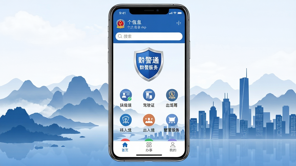 ǭ��ͨApp������ȫòչʾ���ֻ���Ļ������ʾ��ǭ��ͨ����ɫ�������ͼ�꣬����Ϊ����ɽˮ��Ӱ�����������ںϣ����沼�ֶ���Ϊ������Ϣ�����������в�Ϊ����֤����ʻ֤�����뾳�Ⱥ��ķ���ͼ�����񣬵ײ�Ϊ��ҳ�����¡��ҵ�����ѡ�����������ׯ�أ�������ɫ�����ʸ���ɾ����޶���Ԫ��