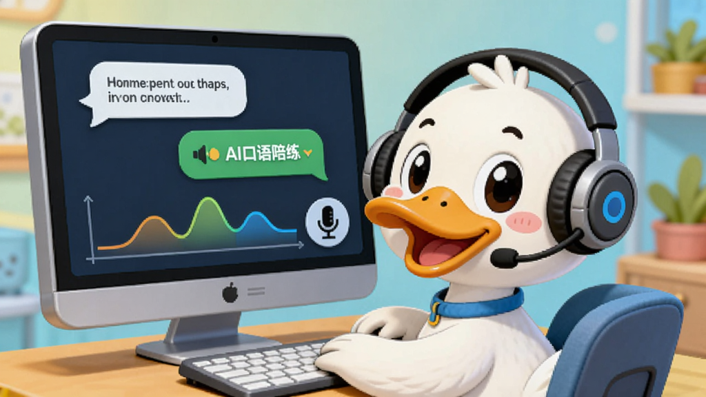 ����ѼӢ��AI�����������ܽ��棬������һֻ��ͨѼ�Ӵ��Ŷ������ڵ���ǰ����Ļ����ʾ�Ի����ݺͷ������ֲ���ͼ���Ա�����˷�ͼ�꣬������������죬��������