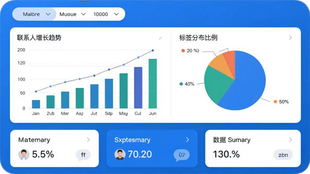 ˽�� App ��������ͳ�ƽ��棬�ֻ���Ļ��ʾ��״ͼ���״ͼ��ͼ��չʾ��ϵ���������ƺͱ�ǩ�ֲ��������������·�ɸѡ�����ײ�������ժҪ��Ƭ��������������ɫΪ����ͼ����ɫ�������֣�����ִ���ƽ�����ʸɾ��޶���Ԫ��