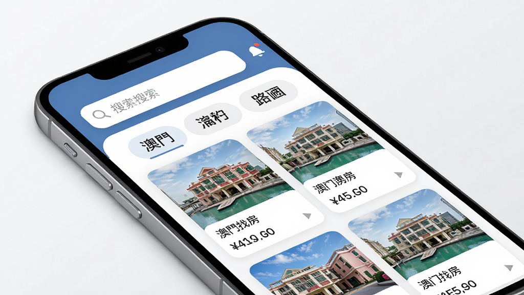 һ��չʾ���ҷ�APP���Ľ�����ֻ�ģ��ͼ��������һ���ִ������ֻ�����Ļ����ʾ�Ű��ҷ�APP����ҳ�������������������������м��ǰ��Ű뵺���С�·��������ѡ���ǩ���·�������ķ�Դ�б���Ƭ��ÿ�ſ�Ƭ���з���ʵ��ͼ�ͼ۸���Ϣ�������Ű��࣬����ִ���ƽ����ϸ��Բ�󣬻��ʸɾ��������޶���Ԫ��