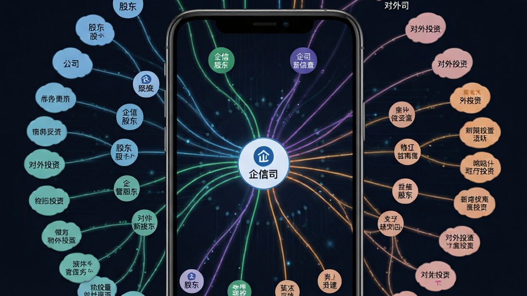 һ��չʾ���Ų�APP��ҵ������ϵͼ�׵���ϸ��ͼ��ʾ�ʣ�����Ϊ�ֻ���Ļ��ʾ�����ϵͼ����������Ϊĳ��˾�ڵ㣬���ܷ�����ɶ����߹ܡ�����Ͷ�ʵ������ߣ��Ű�Ϊ����״ͼ�νṹ�����Ϊ���ݿ��ӻ��Ƽ��磬ϸ���Ͻڵ�������������������ɫ���ֲ�ͬ��ϵ���ͣ����ʸ���ɾ����޶���Ԫ�أ�����Ϊ��ɫ�׳��в�ɫ����