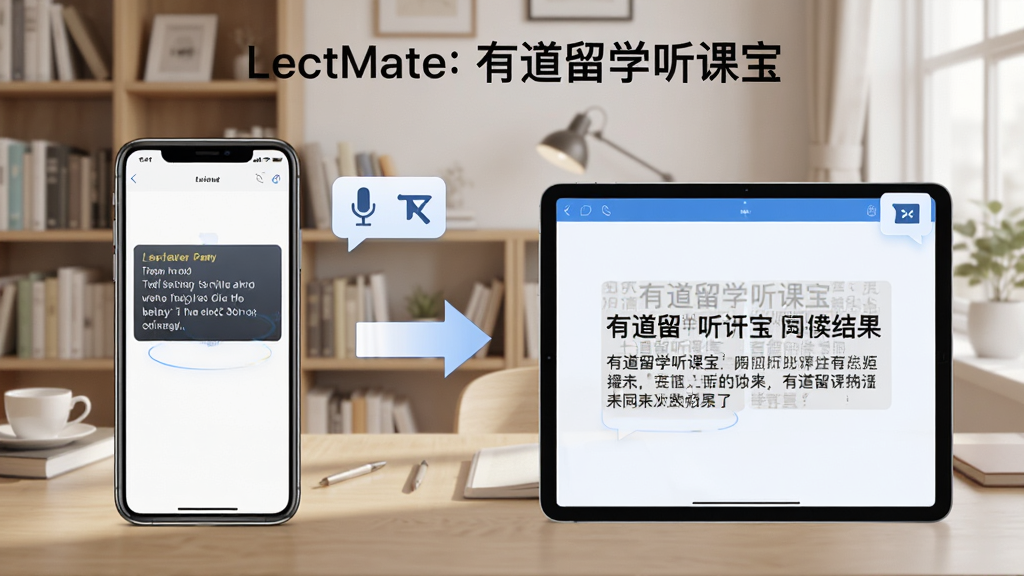 LectMate: �е���ѧ���α� ����չʾͼ������������ֻ���ʾӢ�Ľ�������תд���棬�Ҳ���ƽ����ʾͬ�����ķ��������м��м�ͷ���ӱ�ʾʵʱͬ�����������鷿�������������ҷ������Ű�����������Լ�Ƽ��У�ϸ������˷�ͼ��ͷ������ݣ����ʸɾ��޶���Ԫ�أ�ͼƬ������Ϊ��LectMate: �е���ѧ���α���