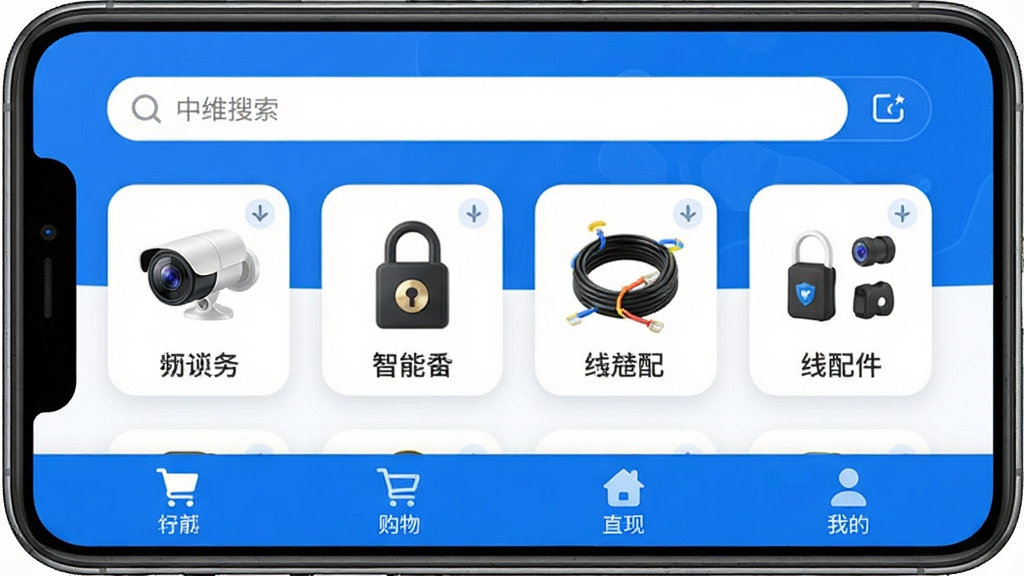 һ��չʾ��ά�̳�App���Ľ���Ĳ�Ʒ����ͼ�������������ֻ���Ļ����Ļ����ʾ��ά�̳ǵ���ҳ�����������������м��ǰ�������ͷ�����������������������Ʒ����ͼ�꣬�ײ��й��ﳵ���ҵ�ѡ������������Ű����룬����ǿƼ�������ɫ��ϸ����ͼ��Բ�󣬻��ʸɾ����壬�޶���Ԫ��