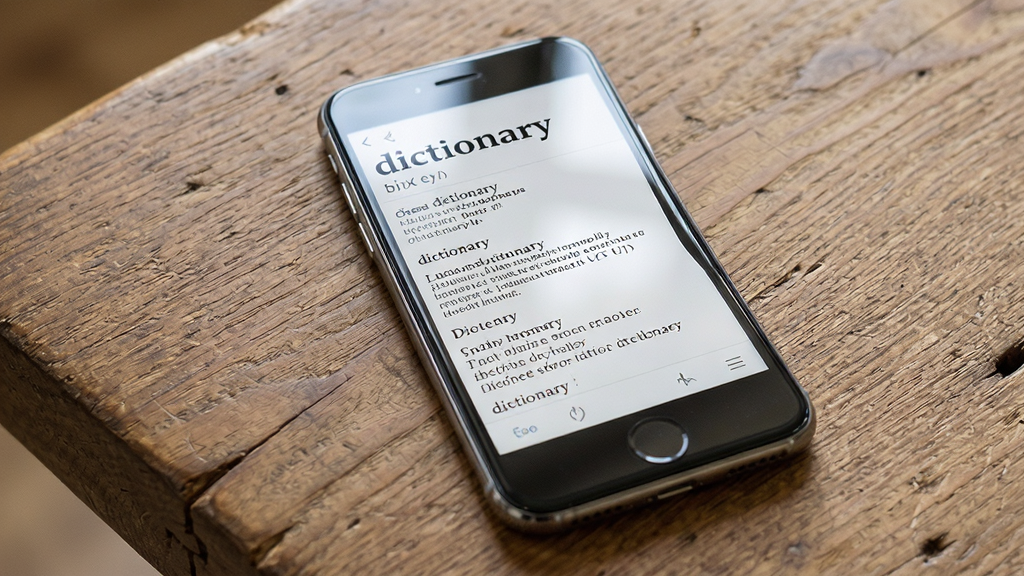 ţ��ʵ�ϵ�����߲�ʹ���չʾ��������һ���ֻ�ƽ����ľ���ϣ���Ļ��ʾ���ʡ�dictionary��������ҳ�棬����Ϊ�ֻ����У��Ű��Ϸ��ǵ��ʺ����꣬�·�����������䣬���дʵ��ϸ�ڰ����ֻ��߿򷴹��ľ�����������ʸ���ɾ��޶���Ԫ��