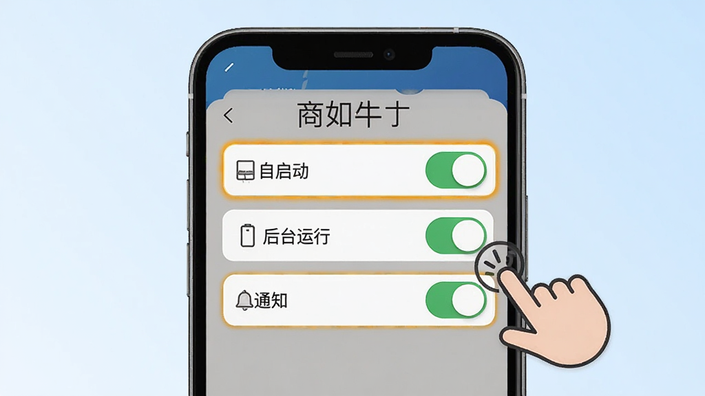 һ��չʾ����ţAPP��װ���ò����ͼ��ʾ��ͼ���������ֻ���Ļ��ʾȨ������ҳ�棬�С�������������̨���С���֪ͨ���������ذ�ť��������ע���Ա�����ָ�����ͼ�꣬����Ϊǳ��ɫ���䣬�����̷̳磬���������ɾ����޶���Ԫ��