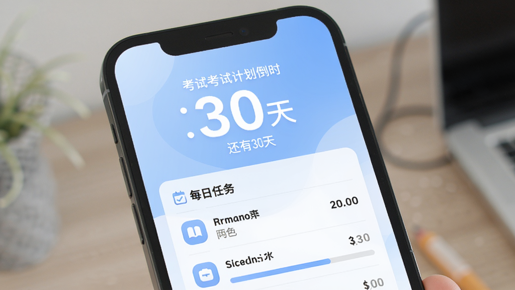 ����ͨѧϰ�ƻ��뵹��ʱ���棬�ֻ���Ļ�Ϸ���ʾ���뿼�Ի���30��Ĵ��ֵ���ʱ���·�Ϊÿ�������б��ͽ�����������Ϊ��ͽ�����ɫ��ͼ���ԼԲ�����������£����ʸɾ��޶���Ԫ��