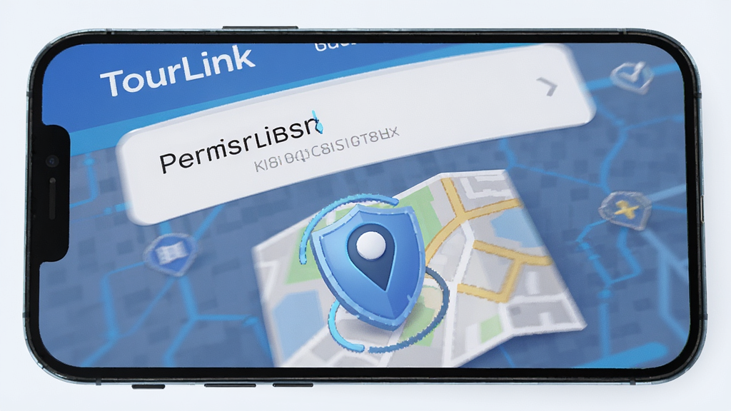 һ��AI���ɵ�ͼƬ���������ֻ���Ļ����ʾTourLink��Ȩ�����ý���͵�ͼ��λͼ�꣬���������½ṹ���Ű��࣬���Ƽ��У�ϸ���ж��ƺͶ�λ��ǣ����ʸɾ��޶���Ԫ�أ�ͼƬ�д��С�TourLink������