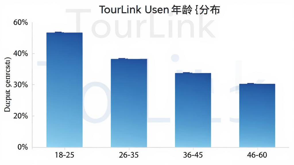 һ����״ͼ��չʾTourLink�û�����ֲ��������������18-25��26-35��36-45��46-60���������û�ռ�Ȱٷֱȣ���״��ɫΪ��ɫ���䣬��������ݿ��ӻ������ʸɾ�������ͼƬ�д��С�TourLink������
