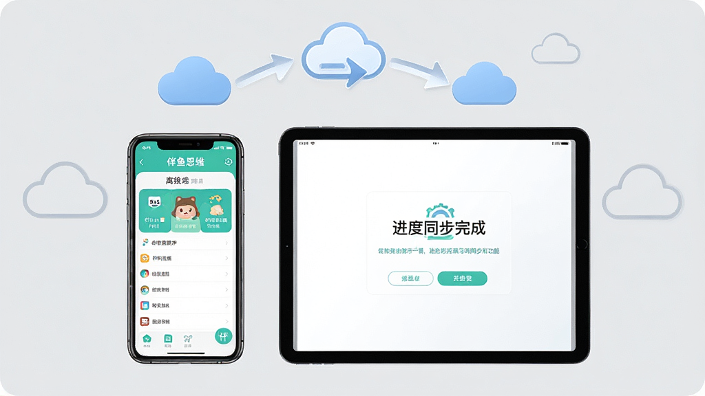 һ��չʾ����˼ά������ϰ��ͬ�����ܵ���ͼ������������һ���ֻ���һ̨ƽ�岢�Űڷţ��ֻ���Ļ��ʾ����˼άApp�����߻�����棬ƽ����Ļ��ʾ����ͬ����ɵ���ʾҳ�棬�����Ϸ����ƶ��ͬ����ͷͼ�����ӣ�������ǳ��ɫ����������Ƽ��С����ֶԳơ����ʸɾ����޶���Ԫ��