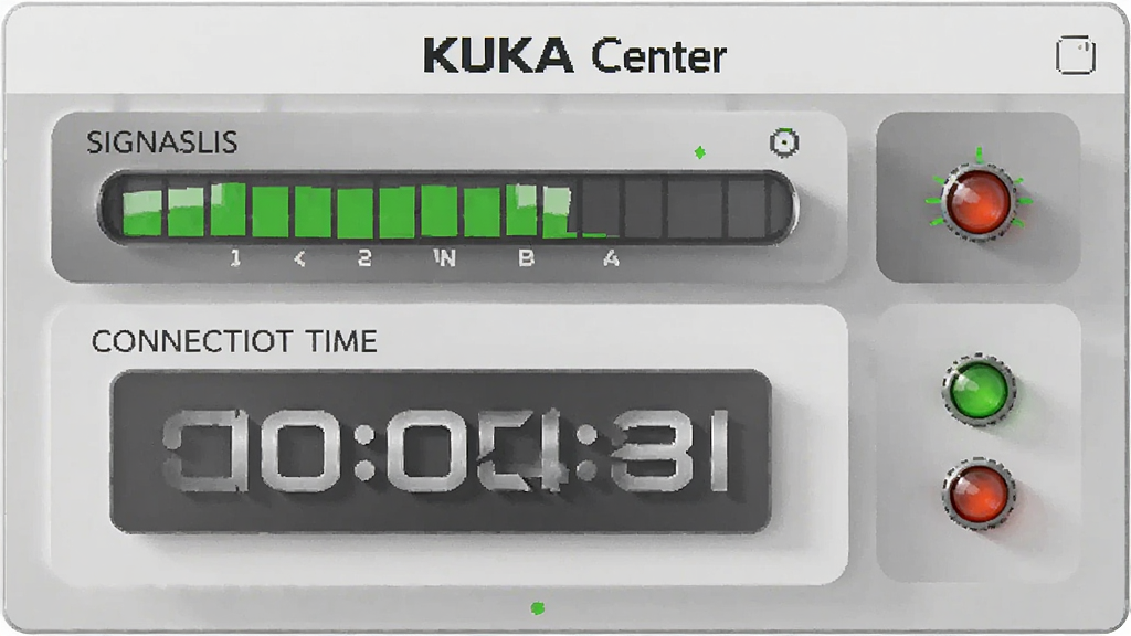 һ��չʾKUKA Center�豸״̬�������ͼƬ�����������ź�ǿ����������ʱ���ʱ����״ָ̬ʾ�ƣ����ֹ���������ִ������ʸɾ��޶���Ԫ��