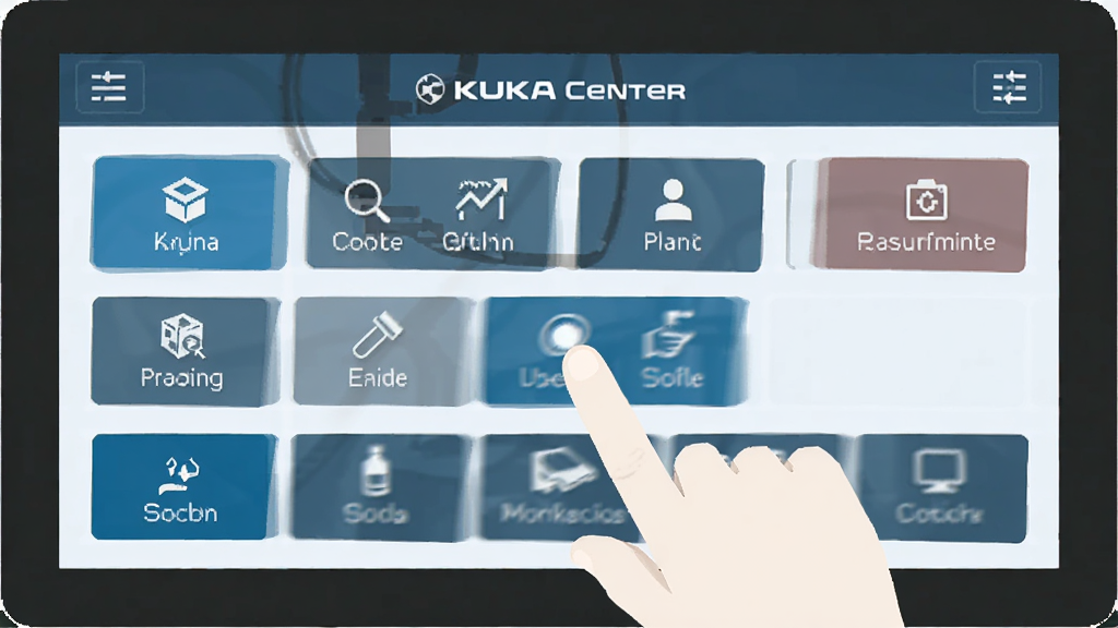 һ��KUKA Center���������ʾ��ͼ����������ָ���ڵ����Ļ�ϵĹ��ܰ�ť�����沼��һĿ��Ȼ������ƽ�������������ɾ�