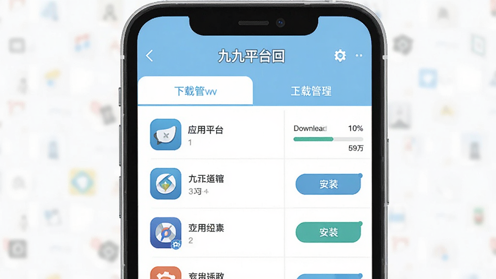 һ�š��ž�ƽ̨��Ӧ�ù��������ʾ��ͼ�������������ֻ���Ļ����Ļ��չʾӦ���б������ع�������ѡ����б����ж��Ӧ��ͼ������ƣ��Ҳ������ؽ������Ͱ�װ��ť��������ɫ�԰�ɫ��ǳ��ɫΪ����������ƽ�����������ɾ�