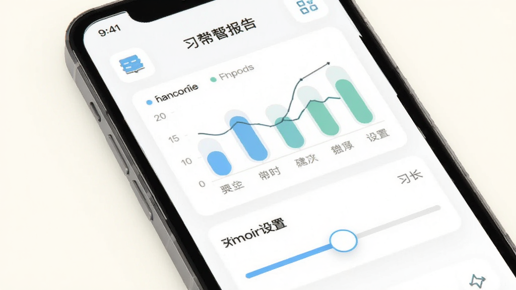 帮帮拼音家长管理界面,画面主体是手机屏幕,屏幕中显示学习报告图表和时长设置滑块,背景是柔和的米白色,风格扁平化设计,图标清晰,画质干净,无多余元素