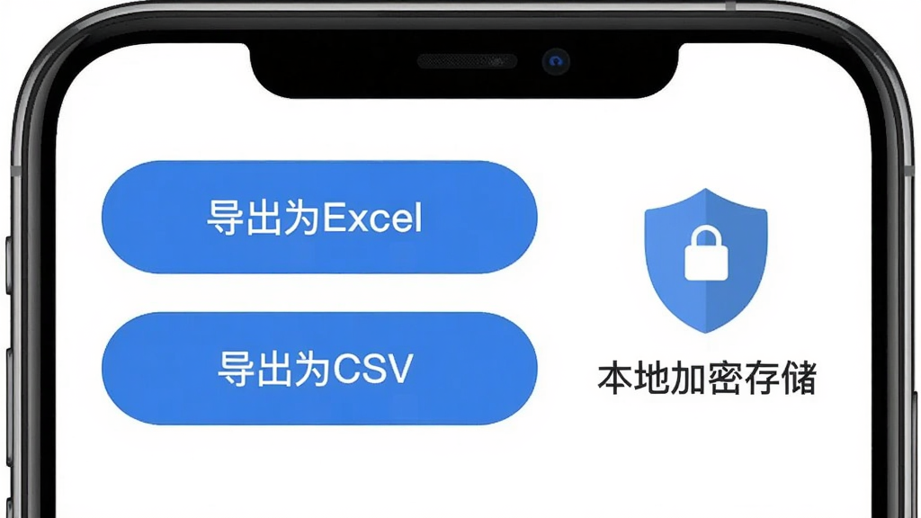 �ӵ㹤����App�����ݵ������棬��ʾ������ΪExcel���͡�����ΪCSV��������ť���Ա���һ������ͼ��д�š����ؼ��ܴ洢���������Ǹɾ��İ�ɫ����ť����ɫԲ�Ǿ��Σ�������ִ������ʸɾ��޶���Ԫ��