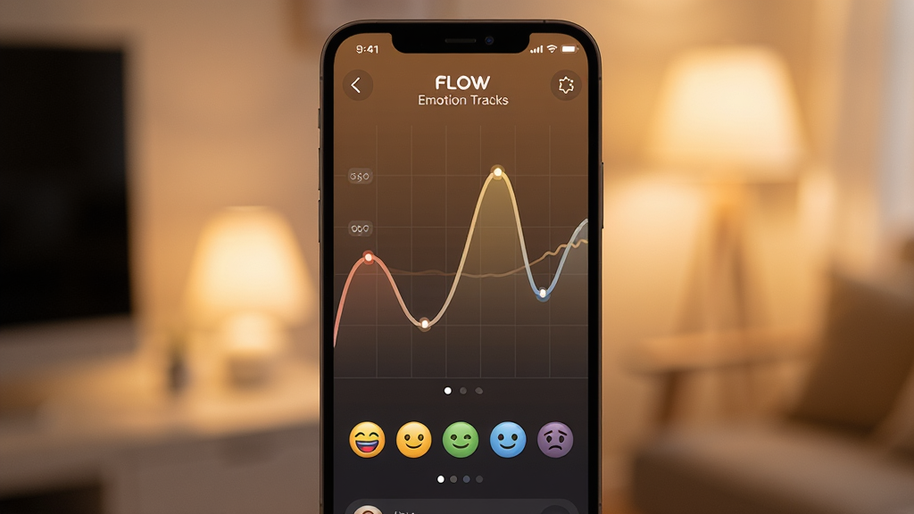 һ��չʾFLOW����������׷�ٽ����ͼƬ��������һ���ֻ���Ļ��ʾ��һ��ƽ��������ͼ����������������������仯��ͼ���·��в�ͬ��ɫ�ı������ͼ�꣬�ӿ��ĵ�ƽ���ٵ����䣬������Ƽ�࣬��ůɫ��Ϊ������������͵����ڹ��ߣ����ʸɾ���ϸ���������޶���Ԫ�ء�