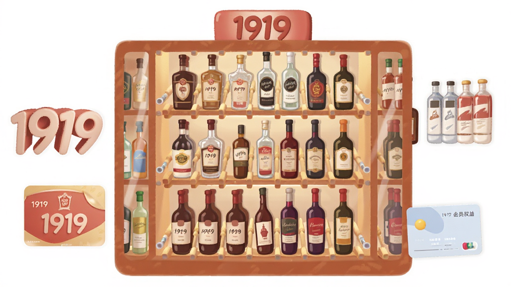 һ��չʾ1919 App��ƷƷ��ͻ�ԱȨ��Ĳ廭��������һ����������ƹ�����������ְ׾ơ���ơ���ƣ��ƹ��Ա��С�1919����ʶ�ͻ�Ա��ͼ�꣬���ͨ��ƽ��ɫ�ʷḻ�����ʸɾ����޶���Ԫ��