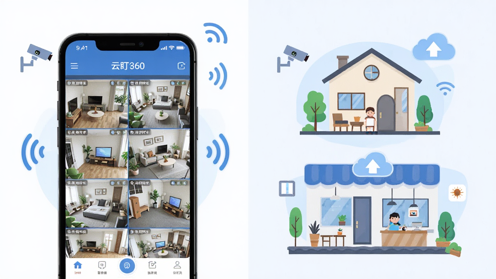 һ��չʾ�ƶ�360��������ȫò������ͼ�������������ƶ�360���ֻ�APP���棬��ʾ��·��ػ���ʵʱԤ��������Ϊ����ֻ���Ļ���Ҳ��ͥ�͵��̳������Ű�������ҷ�����ƣ����Ϊ�ִ��Ƽ��б�ƽ�廭��ϸ�ڰ�������ͷͼ�ꡢWiFi�źŲ��ơ��ƶ�洢���ţ����ʸ���ɾ��޶���Ԫ��