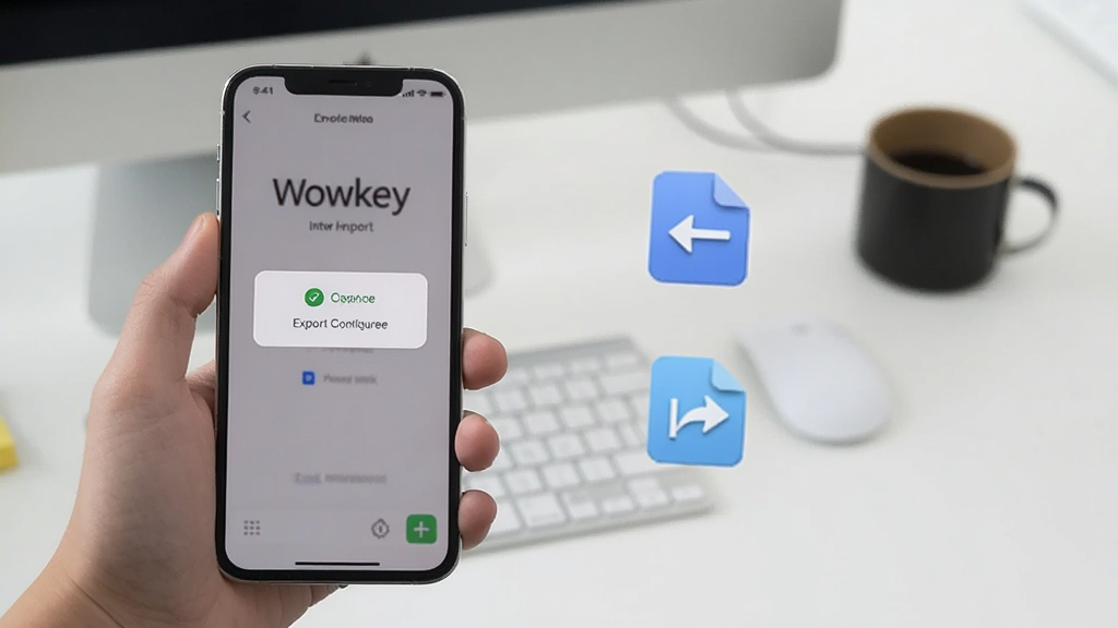 һ��չʾWowkey���õ��뵼�����ܵĳ���ͼ��������һֻ�������ֻ����ֻ���Ļ����ʾ�ŵ������óɹ�����ʾ�������Ա����ļ�ͼ��ͷ���ͼ�꣬�����Ǽ�Լ�����滷���������������ʸɾ������޶���Ԫ��