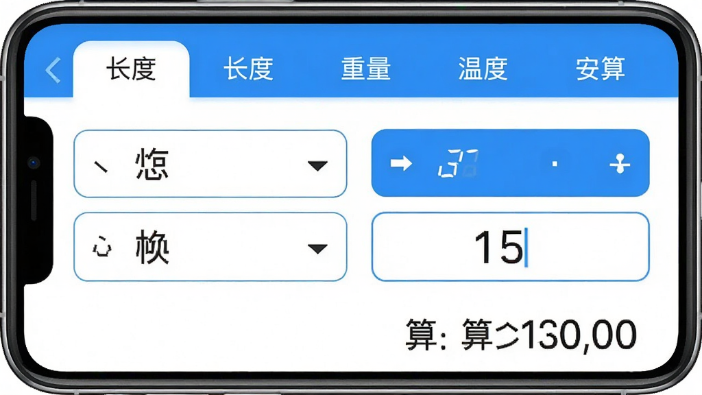 ��ʵ�ü�������λ���㹦�ܽ��棬����Ϊ�ֻ���Ļ����Ļ����ʾ��ʵ�ü������ĵ�λ����ҳ�棬�Ϸ���ǩ���г��ȡ��������¶ȵȷ��࣬�м�������������λѡ������ֵ������·�ֱ����ʾ���������Ű�Ϊ���½ṹ�����Ϊ��ˬ��������ɫ��ϸ���ϵ�λ���ű�׼�淶�������������У����ʸ��壬�ɾ��޶���Ԫ��