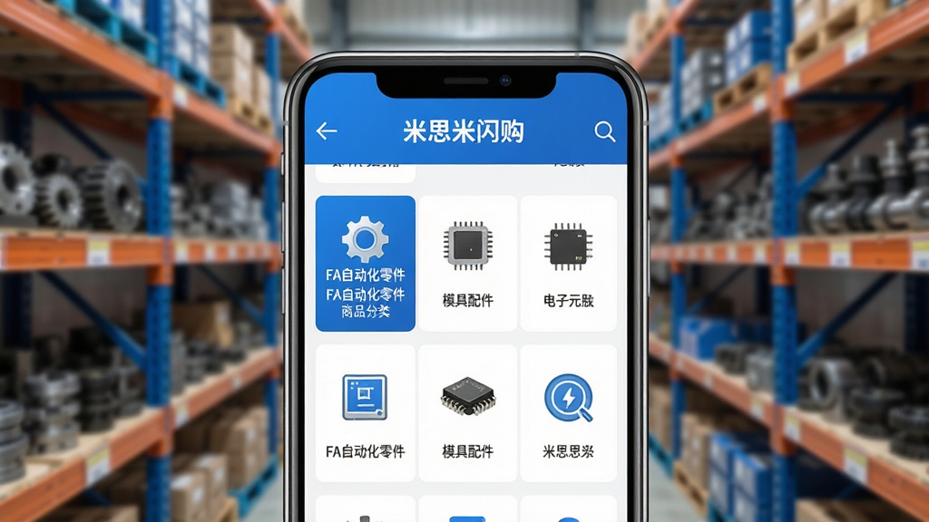 ��˼�������̳��ֻ�APP�������ͼ����������չʾһ�������ֻ�����Ļ������������˼�������̳ǵ���Ʒ���ർ��ҳ�棬����FA�Զ��������ģ�����������Ԫ���������ͼ�꣬�������黯�Ĺ�ҵ������ܳ��������������ִ���������ɫΪ�������ʸɾ����������ֱ�ʶ��ȷ�޶���Ԫ��