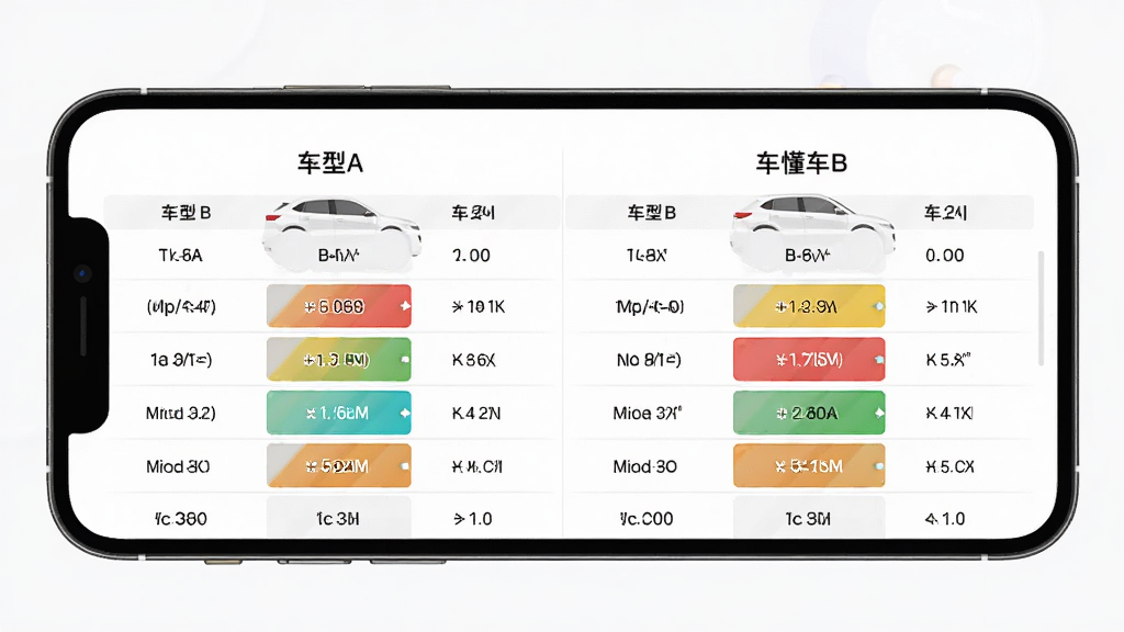 �޶���App���ͶԱȽ��棬��Ļ����ʾ����SUV�Ĳ����Աȱ�������ǳ���A���Ҳ��ǳ���B���������ø���ɫ������������࣬���ɾ���ˬ����������