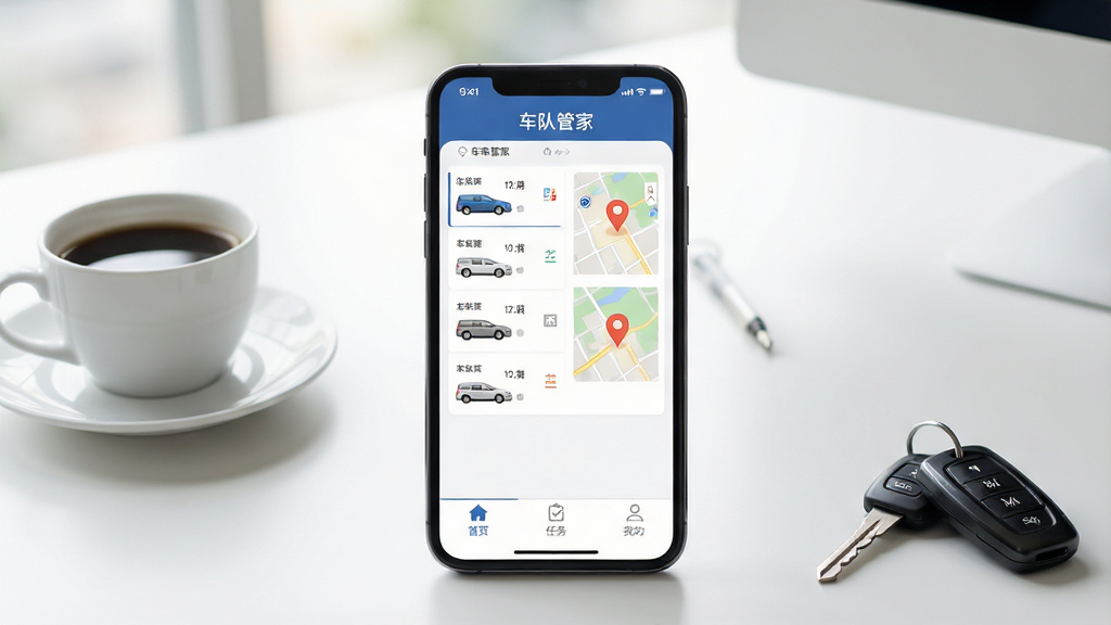 ���ӹܼ�Ӧ�ý���չʾ������������һ�������ֻ���Ļ����Ļ����ʾ�ų��ӹܼ�APP�������棬���涥���С����ӹܼҡ��������м��ǳ����б��͵�ͼ��λͼ�꣬�ײ��С���ҳ�������񡱡��ҵġ�����ѡ��������Ǹɾ�������ִ��칫�������Ϸ���һ�����Ⱥͳ�Կ�ף�����������ͣ����дʵ��࣬���������޶���Ԫ��