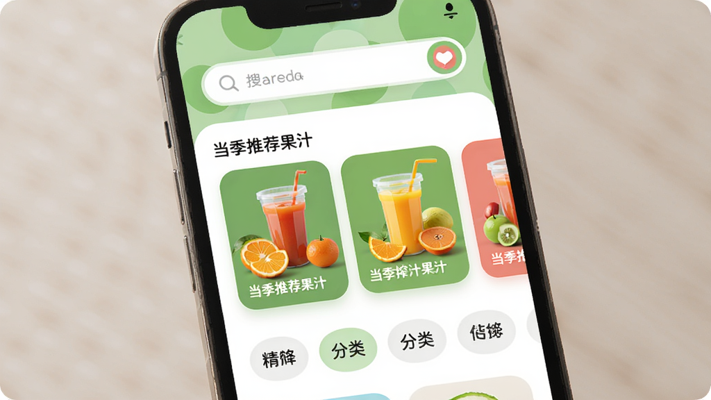 �Ұ�ե��֭ �ֻ�Ӧ�ý���չʾ ������һ�����·���APP��ҳ ���ִ��ϵ��������������򡢵����Ƽ���֭��Ƭ�������ǩ �Ű�ɾ����� ����ִ���ƽ�� ϸ��Բ�� �������� �ɾ� �޶���Ԫ��