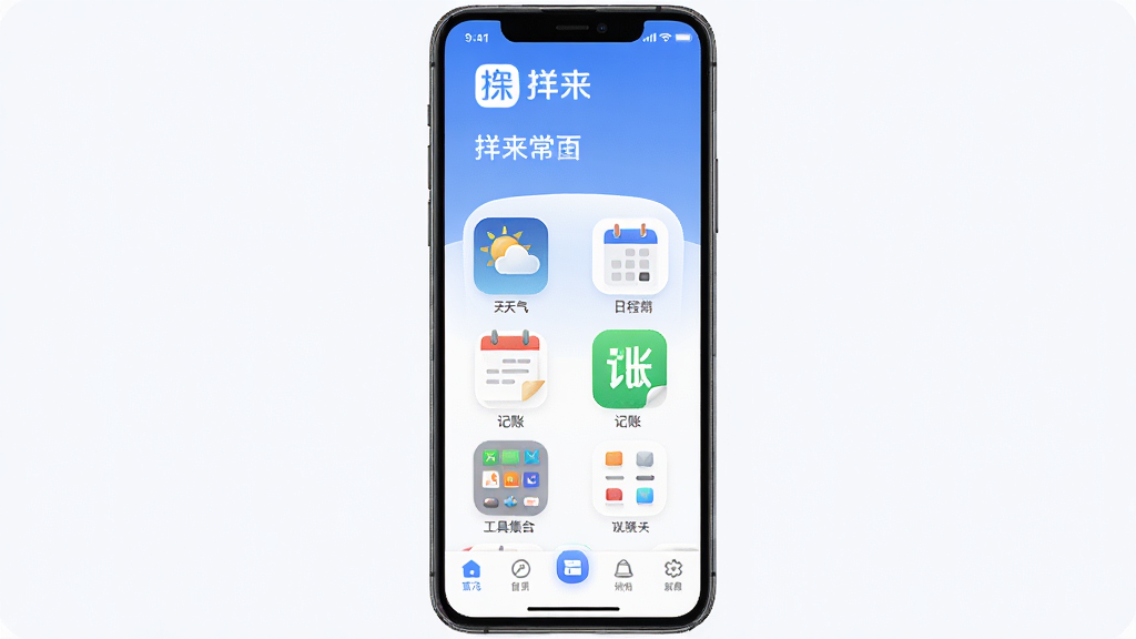 ����App������ȫòչʾ��������ʾ����Ʒ�Ʊ�ʶ���ʺ���м����г��ù���ͼ�����������ճ̡����ˡ����߼��ϣ��ײ�����������������������׽�����ɫ��������ִ���ͼ��Բ���ƽ����ƣ��ֻ���Ļ���湹ͼ�������ɾ�������Ԫ�أ��������ȣ�����ϸ�塣
