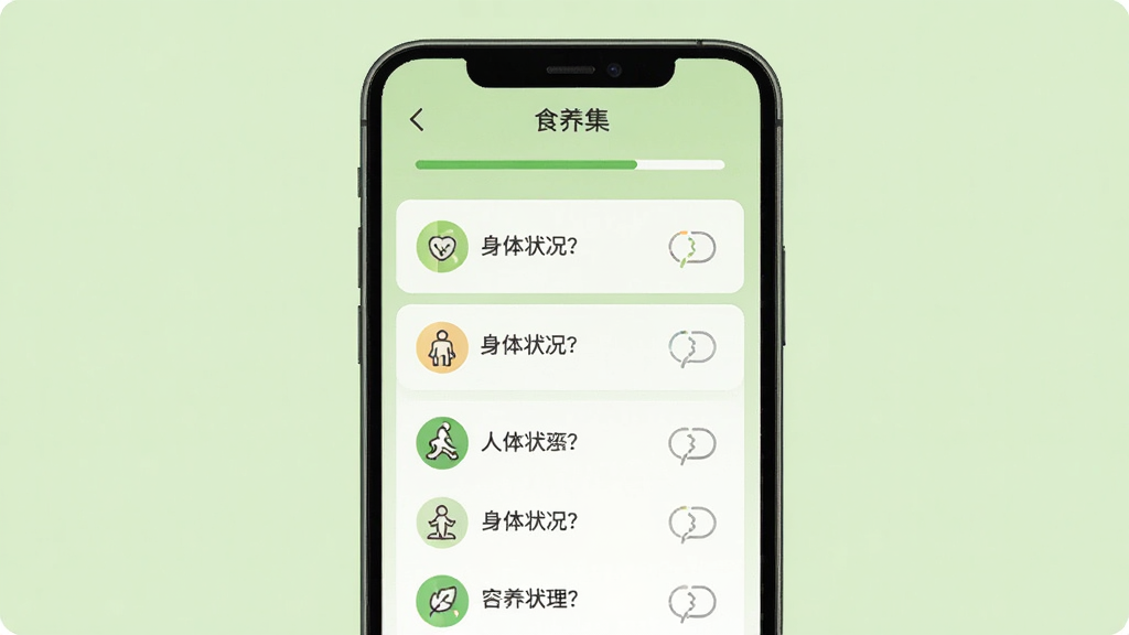 ʳ����App���ʲ��Խ�����ֻ���ͼ���������ֻ���Ļ��ʾ�ż�����������״����ѡ���⣬ѡ���Ա��ж�Ӧ��ͼ�꣬��Ļ�Ϸ��н������������ǵ���ɫ�ģ������������죬�����������޶���Ԫ�ء�