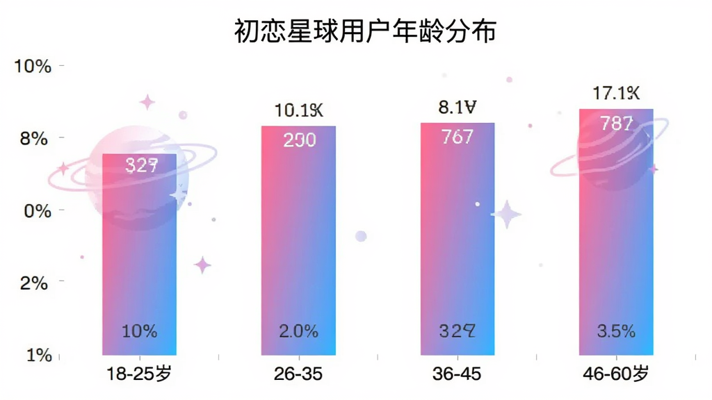 ���������û�����ֲ���״ͼ�������ע18-25�ꡢ26-35�ꡢ36-45�ꡢ46-60���ĸ�����Σ�������ʾ����ռ�ȣ���״��ɫΪ�������䣬ͼ�����⡰���������û�����ֲ����������ɾ������ݱ�ǩ������������ִ����޶���Ԫ��