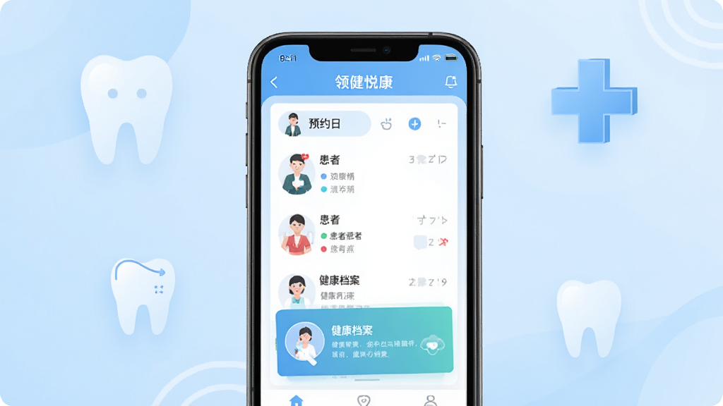 һ�Ž����콡�ÿ���������ȫò��ͼƬ�������������ֻ���Ļ��ʾ�콡�ÿ�App�����棬�������ԤԼ�����������б��ͽ���������Ƭ������Ϊ�ɾ���ǳ��ɫ���䣬�����ݺ�ҽ��ʮ�ֵĳ���ͼ���׺���������ִ���ƽ�����������ɾ��޶���Ԫ��