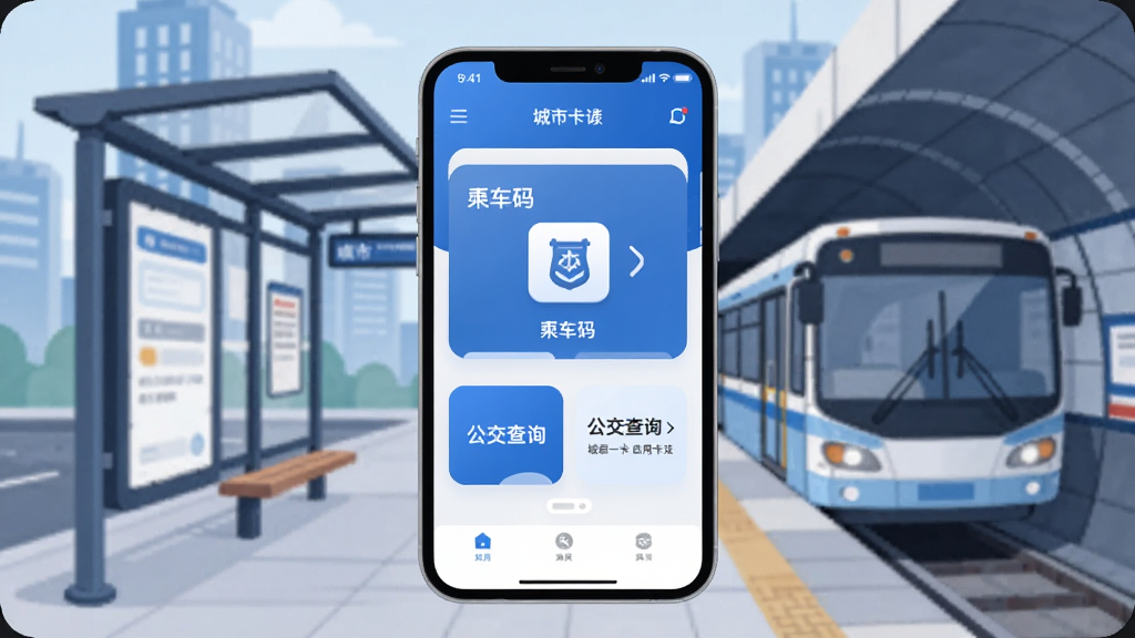 ����һ��ͨ �ֻ�Ӧ��������չʾͼ������������һ�������ֻ�����Ļ��ʾ����һ��ͨApp����ҳ�������˳��밴ť�͹�����ѯ��ڣ������ǳ��й���վ̨�����վ���ںϳ��������岼�ּ������������ִ���ƽ����ɫ��������Ϊ����ϸ��Բ�󣬻��ʸɾ��޶���Ԫ��