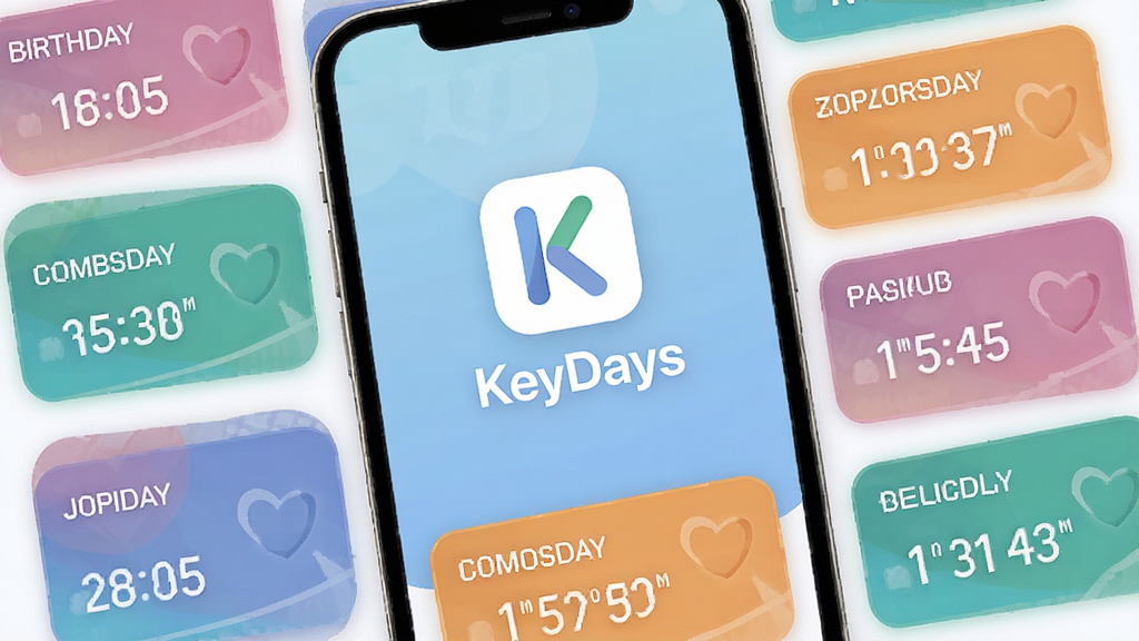 һ���ֻ���ĻչʾKeyDaysӦ���������ͼƬ������������Ӧ��Logo������