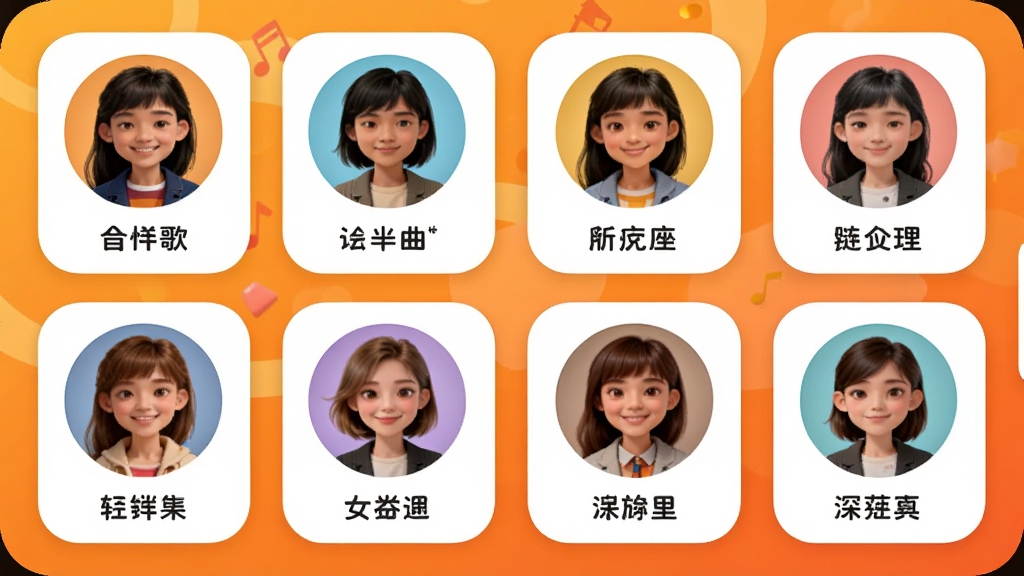 AIд��һ������ ��ɫѡ����棬�ֻ���Ļ��ʾ���Բ��ͷ�������ͬ��ɫ��ÿ��ͷ���·�����ɫ���Ʊ�ǩ���������Բ��Ƭ��ƣ���������ů�ĳ�ɫ���䣬�����ã������������޶���Ԫ��