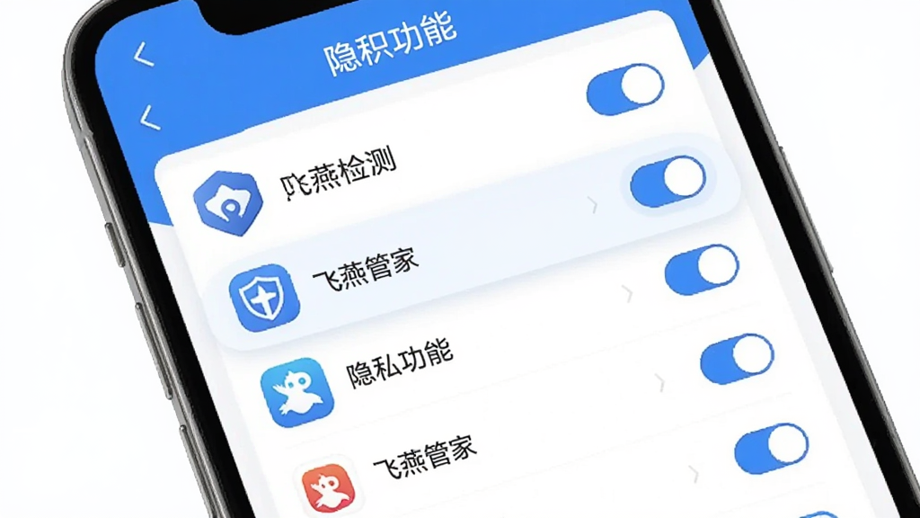 ����ܼ���˽�������ܽ��棬�ֻ���Ļ��ʾӦ��Ȩ�޹����б���ÿ��Ӧ���Ա���Ȩ�޿���ͼ�꣬�ص�ͻ��������ܼҡ�����˽����ʶ������ɾ����࣬����ɫ�������ֺ���������Լ�ִ������������޶���Ԫ��
