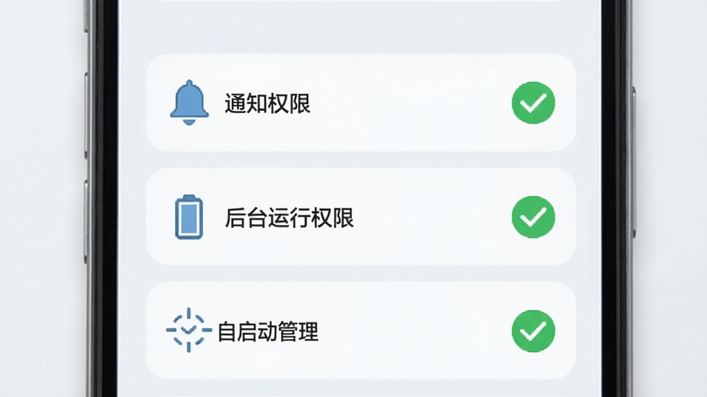 �ܲ�������AppȨ�������������棬�ֻ���Ļ��ʾһ��ͼ���б���������֪ͨȨ�ޡ�����̨����Ȩ�ޡ�������������������Ŀ��ÿ����Ŀ�Ա�����ɫ�Թ�ͼ�꣬����Ϊǳɫ�������ˬ���Ű����������ʸɾ�