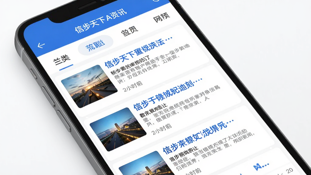 �Ų�����App��Ѷҳ�棬�ֻ���Ļչʾ�����б���ÿ�������б��⡢ժҪ�ͷ���ʱ�䣬�����з����ǩ��������������ˬ���԰�ɫ��������ɫ��׺Ϊ���������Ű湤�������������޶���װ��