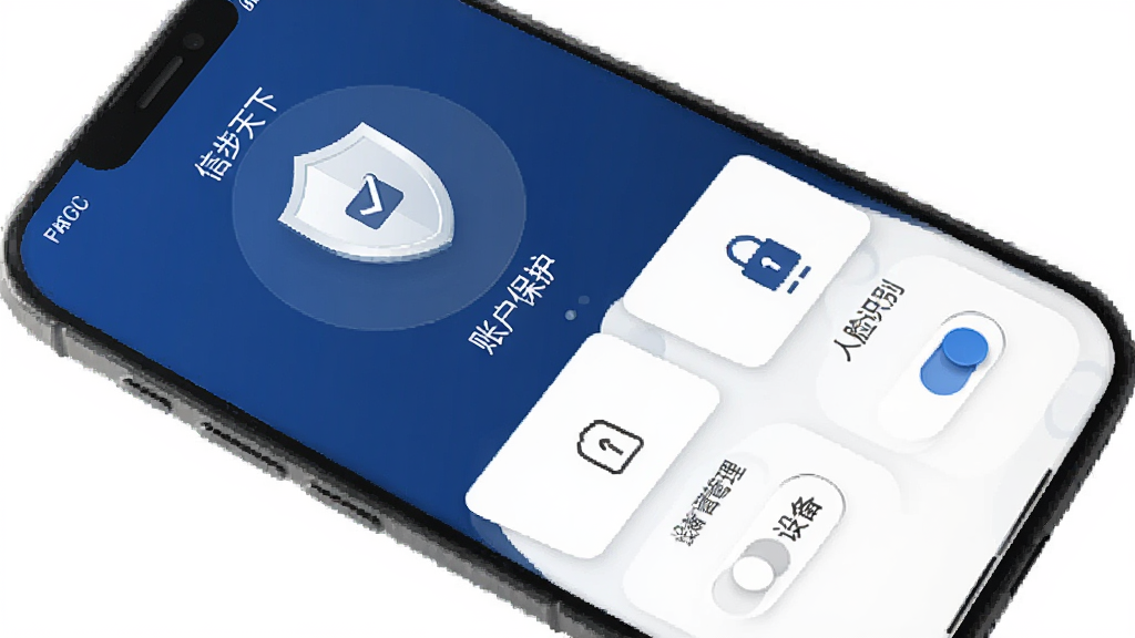 �Ų�����App��ȫ���Ľ��棬�ֻ���Ļ��ʾ����ͼ����˻�����ѡ�����ָ�Ƶ�¼������ʶ���豸�����ȿ��ذ�ť������������ɫ�Ͱ�ɫΪ����������ذ�ȫ��ͼ��������࣬���ʸ���ɾ�