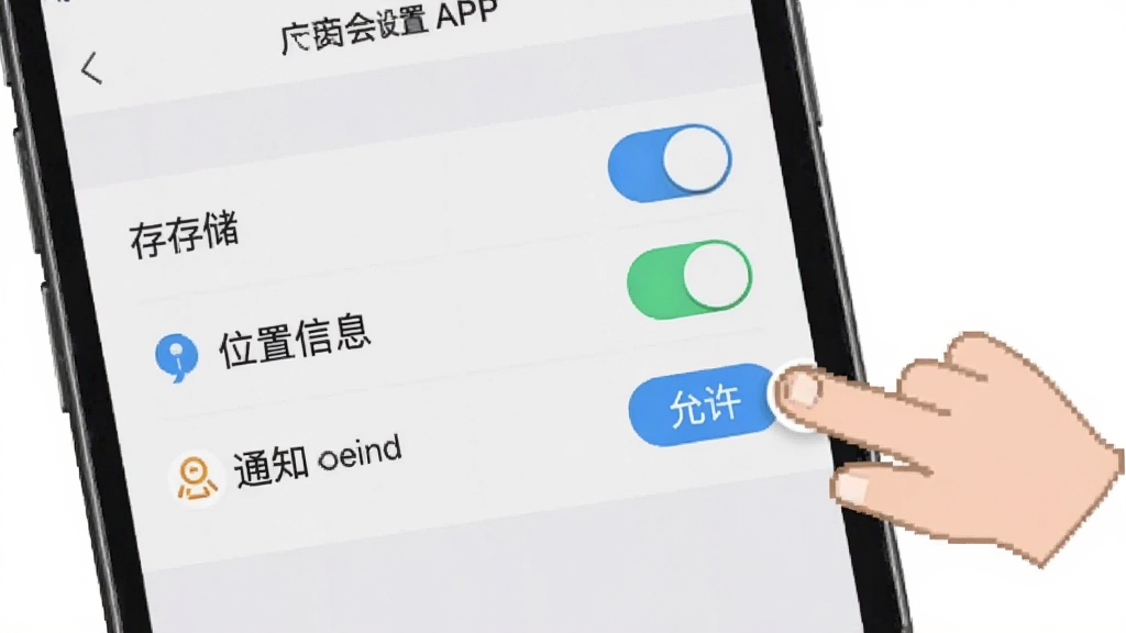 �㽻��APP��װ���ý��棬�ֻ���Ļ��ʾӦ��Ȩ�޹���ҳ�棬�����洢��λ����Ϣ��֪ͨ��Ȩ�޿��أ��Ա�����ָ���
